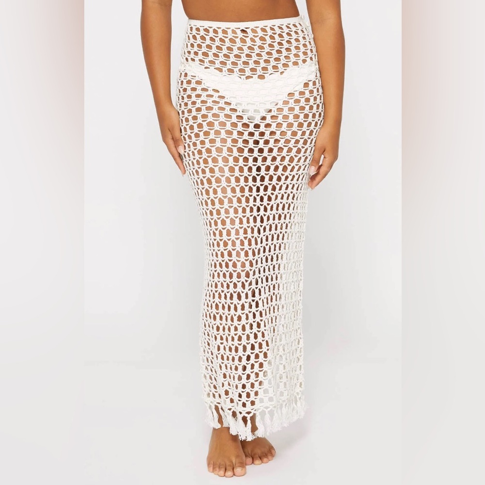 Marysia Swim White Crochet Knit Long Skirt